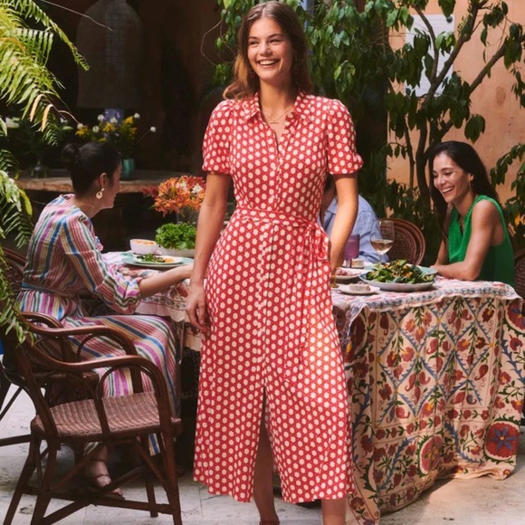 BODEN 12 Libby Geo Print jersey belted maxi shirt dress boho shabby chic - Picture 2 of 16